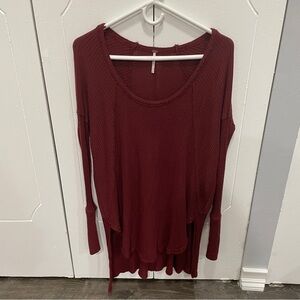 Free People Red Ventura High Low Thermal Top